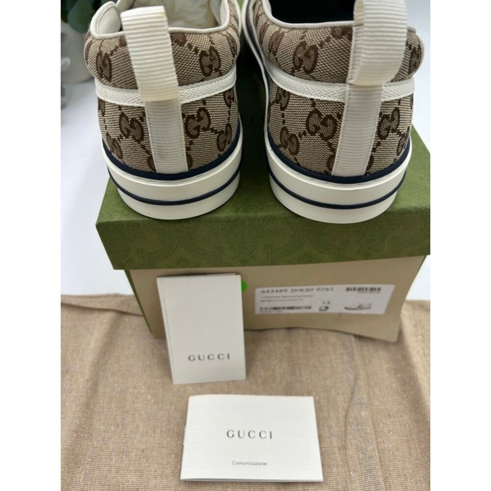 Men's Gucci tennis 1977 slip on sneakers GG canvas size 13 made in Italy - Picture 7 of 12